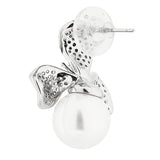 Floral Cz Stone Sheel Pearl Earring