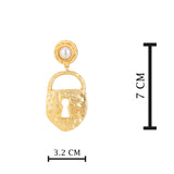 Gold Plated Mother of Pearl Lock Earrings