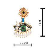 Gold Plated Green Eye Earrings for Women with Mother of Pearl