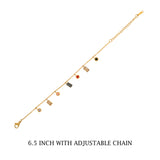 Gold Plated Multi Colour String Bracelet with CZ Stone
