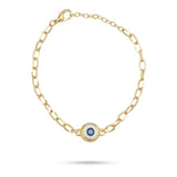 Premium Evil Eye Charm Bracelet Rakhi with Gold-Plated Chain