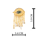 Matt Gold Plated Green Eye Earrings for Women with Mother of Pearl