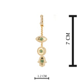 Gold Plated Long Drop Earrings for Women with CZ Stones