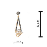 Gold Plated Long Earrings for Women with Mother of Pearl & CZ Stones