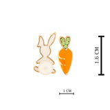 Gold Plated Mother Of Pearl Rabbit And Carrot Earrings  with Mother of Pearl and CZ Stone