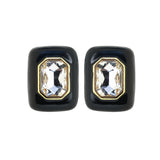 Black Square Cz Stone Antitarnish Studs