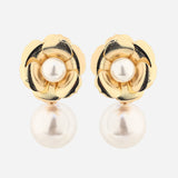 GLOSSY GLOSS FLORAL GOLD PLATED EARRING