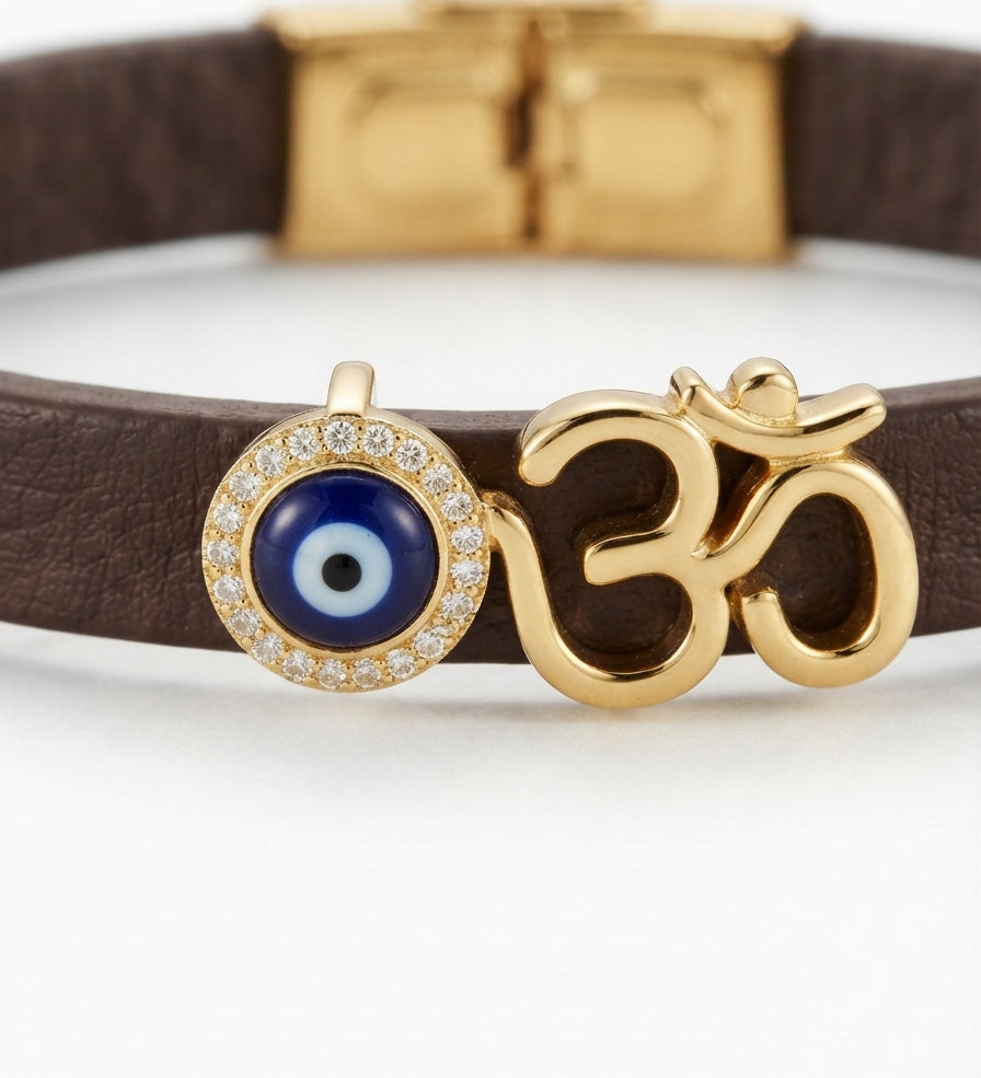 OM EVIL EYE CZ STONE RAKHI