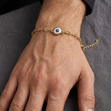 Premium Evil Eye Charm Bracelet Rakhi with Gold-Plated Chain