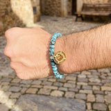 Blue Jasper Om Bracelet Rakhi