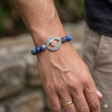 Lapis Lazuli Inspired Beaded Rakhi with Evil Eye Charm