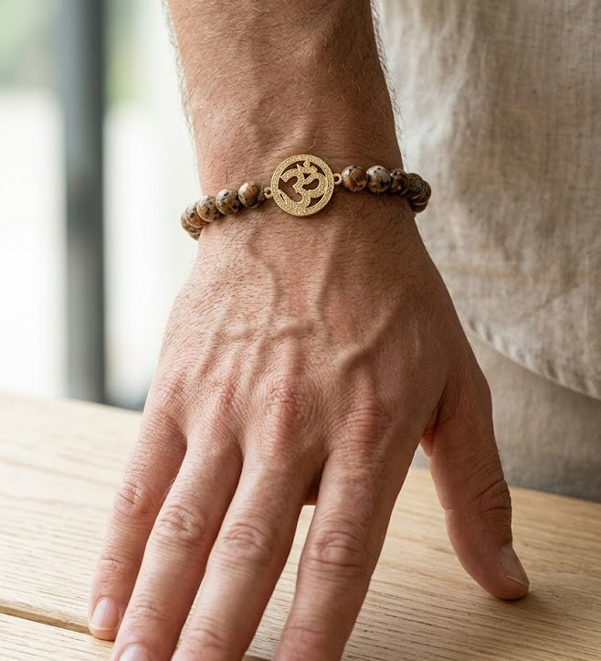 Earth-Glow Om Beaded Rakhi