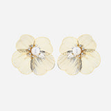 GOLDEN PETALS CZ STONE ANTITARNISH EARRING