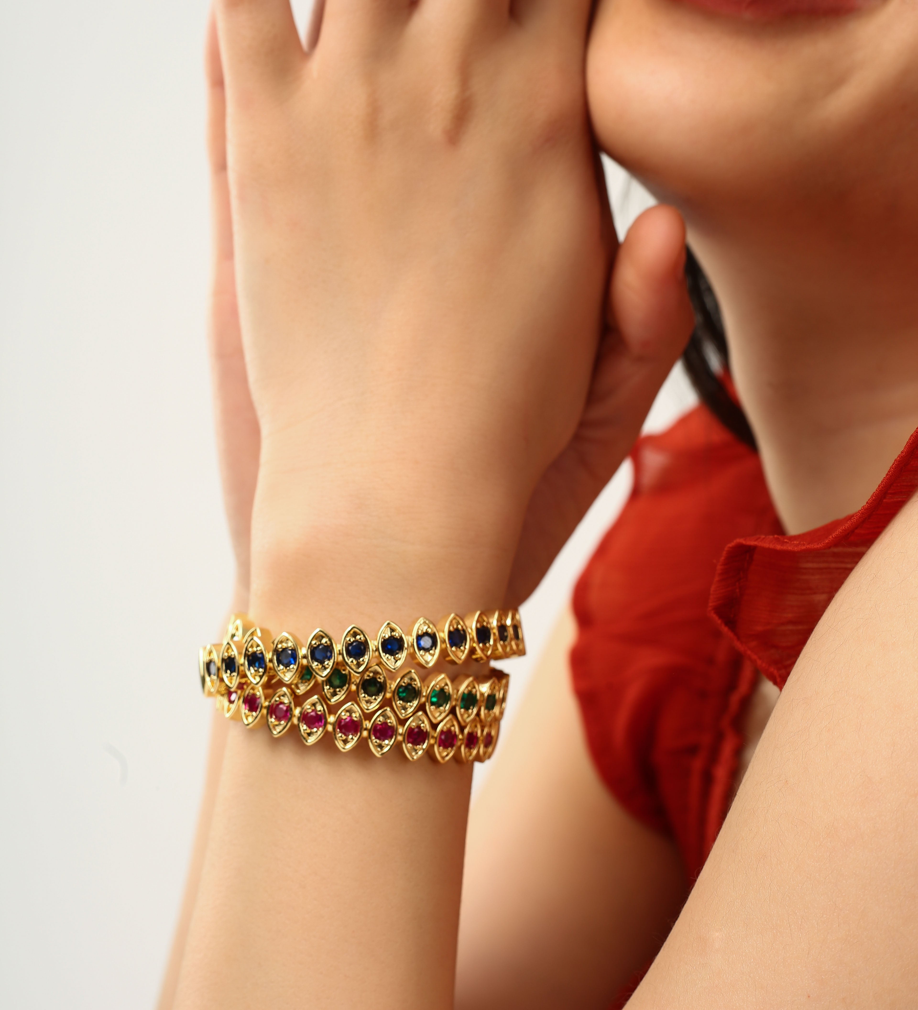 Multi coloured Studded set of 3 Bangles