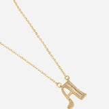 Gold Plated A Letter Pendants with CZ Stone