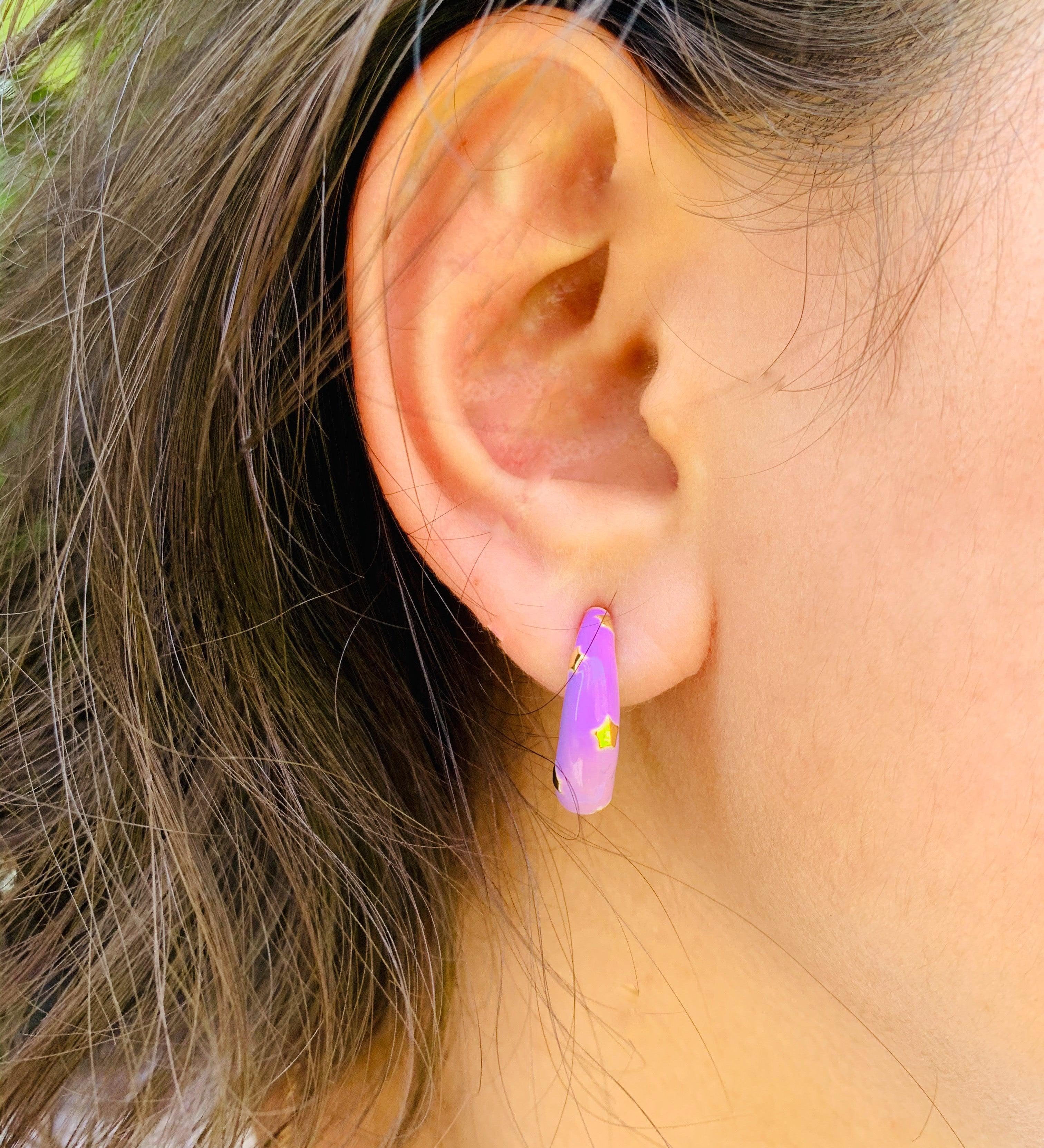 Colour Burst Enamel Star Earrings - Zevar King