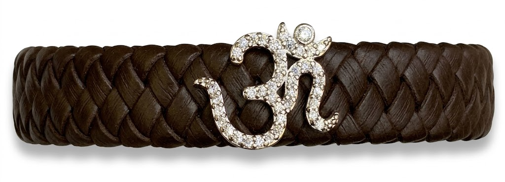 Radiant Om Leather Band Combo(Chocolate+Rakhi+Roli-Chawal)