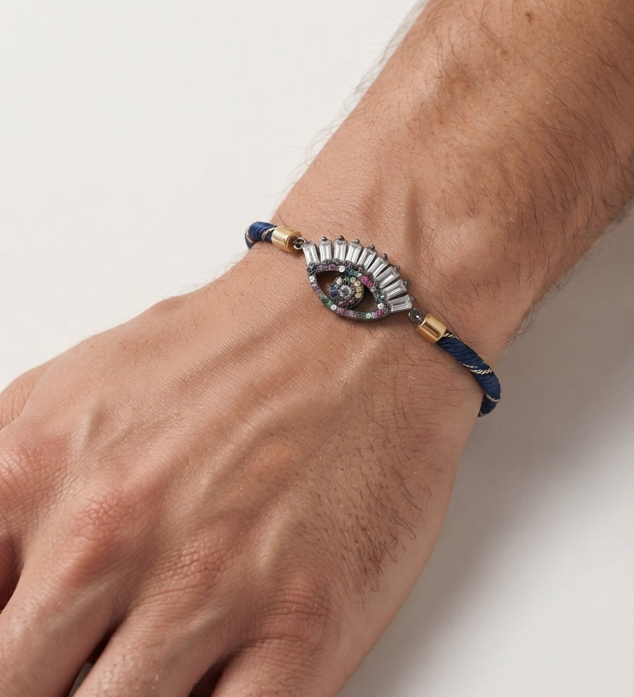 BLUE EVIL EYE CHARM RAKHI Combo(Chocolate+Rakhi+Roli-Chawal)