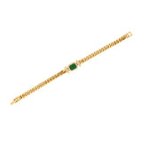 Gold Plated Green Charm Link Bracelet with CZ Stone