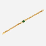 Gold Plated Green Charm Link Bracelet with CZ Stone