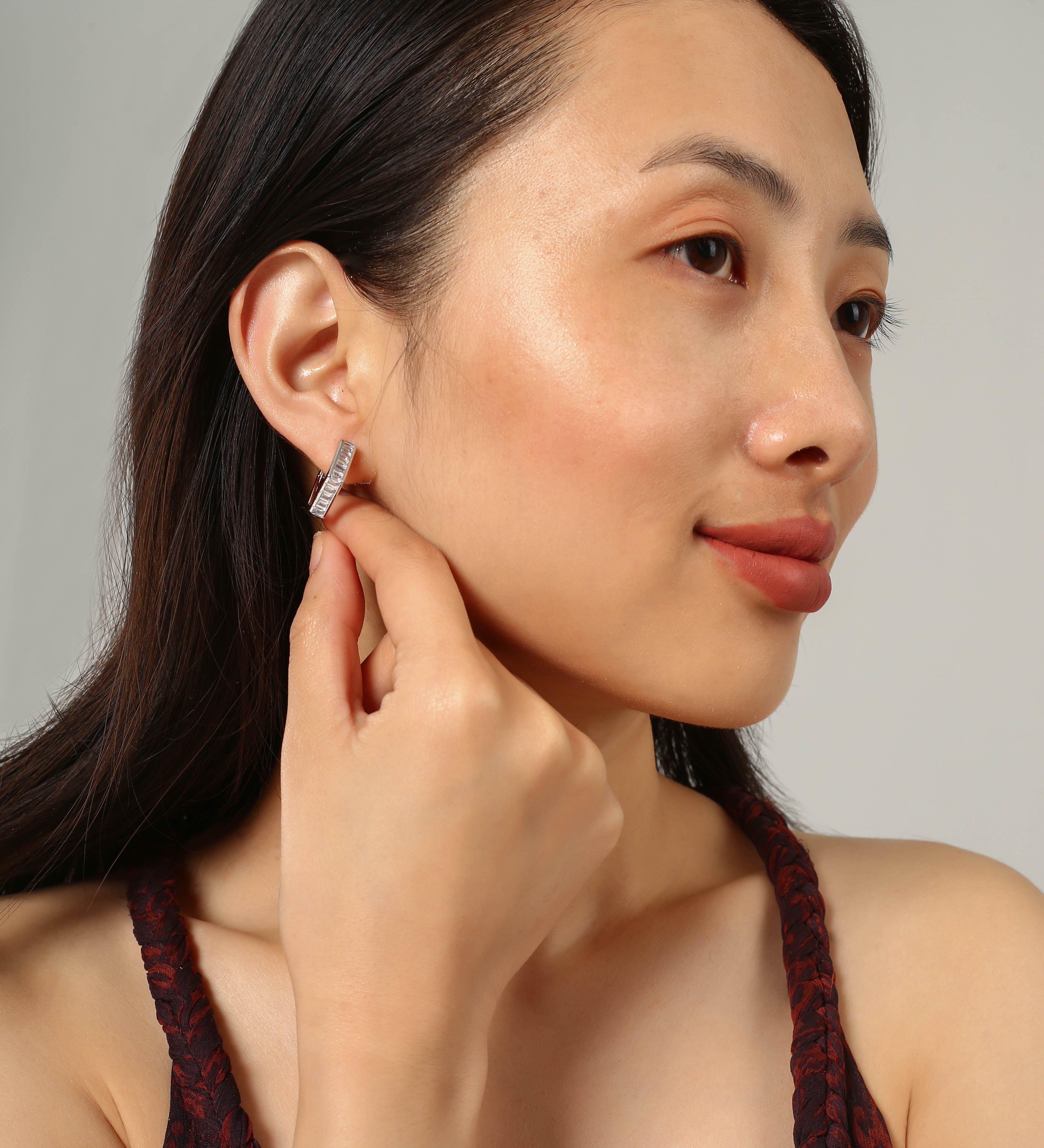Noble Silver Huggie Hoop Earrings