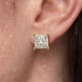 PRINCESS CUT SOLITAIRE  STUD 1 CT EARRING