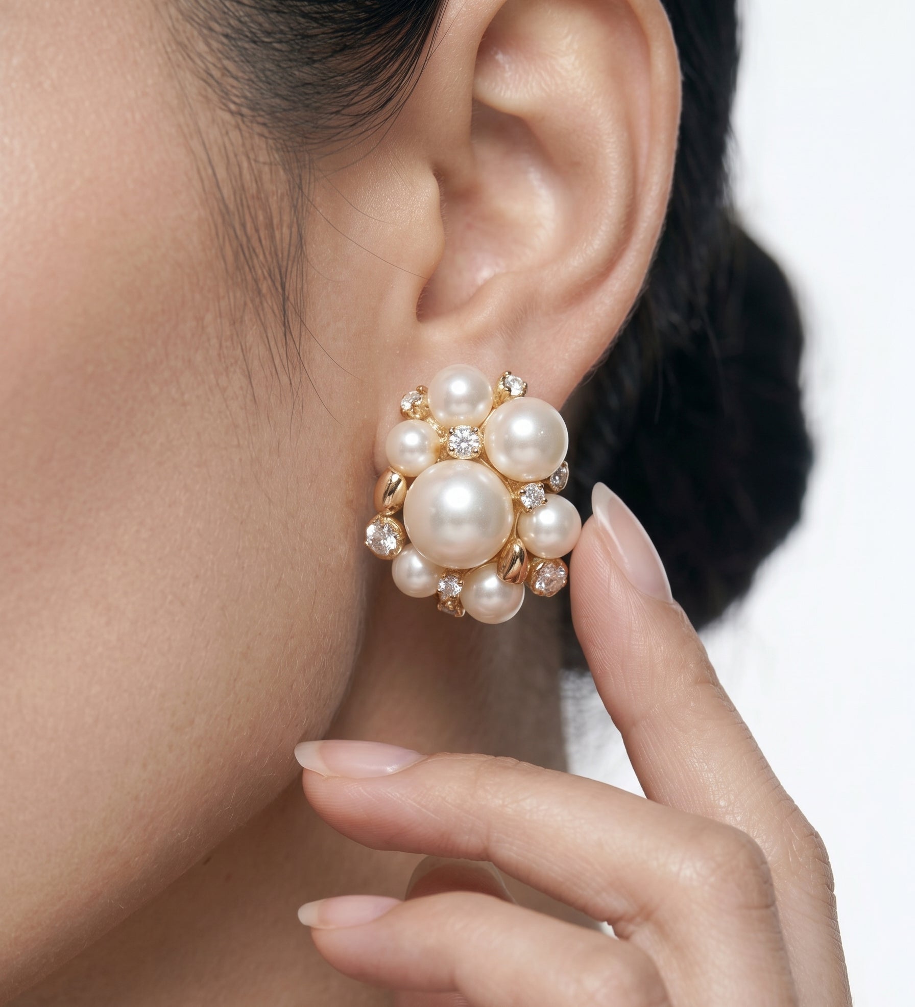 VINTAGE PEARL CLUSTER EARRINGS