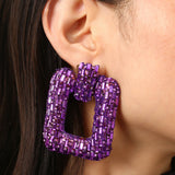 Purple Square Earrings