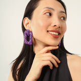 Purple Square Earrings