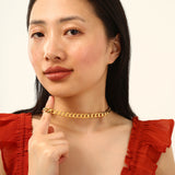Thick Gold Link Chain Choker Necklace