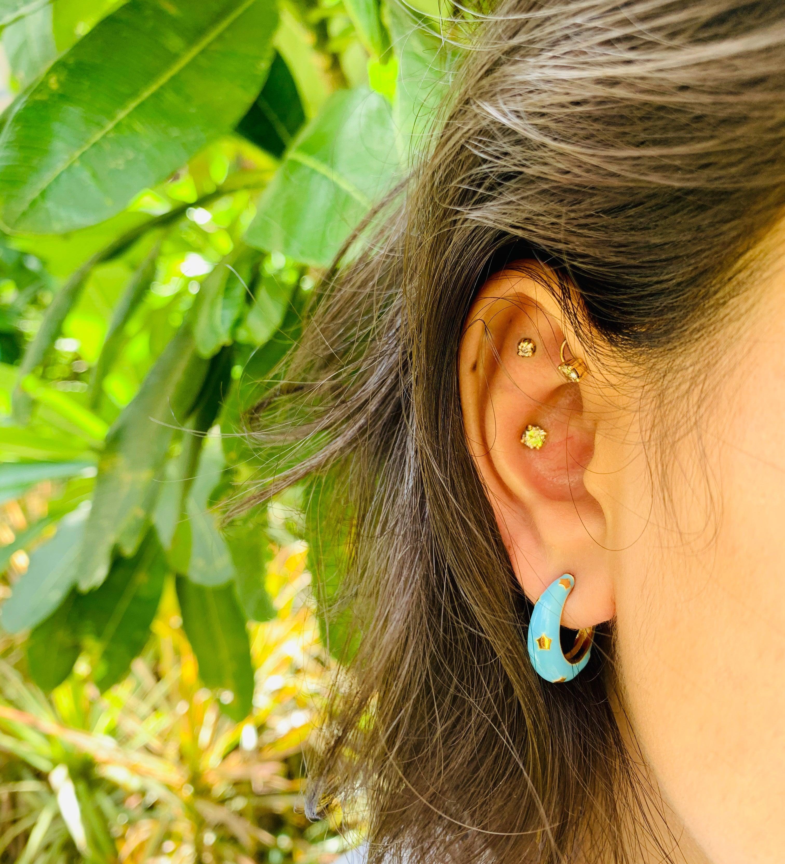 Colour Burst Enamel Star Earrings - Zevar King