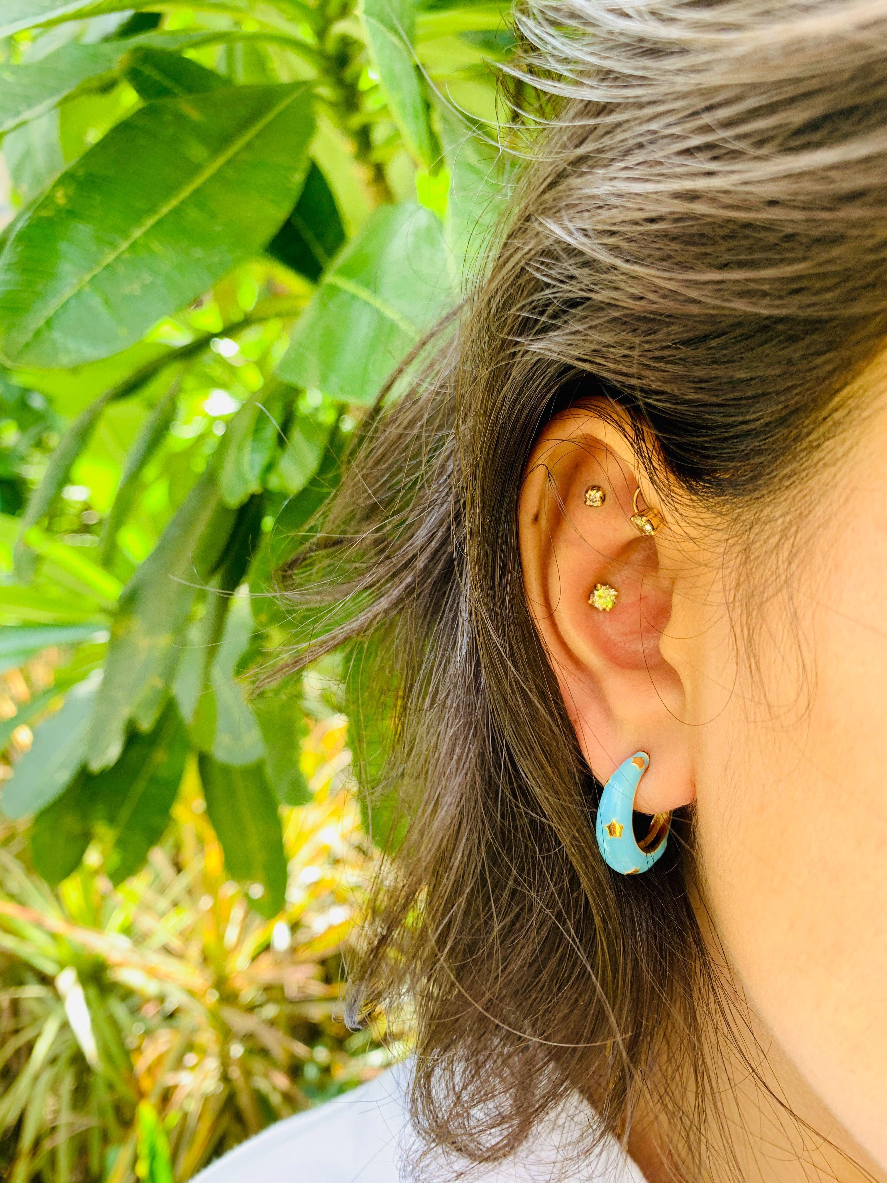 Colour Burst Enamel Star Earrings - Zevar King