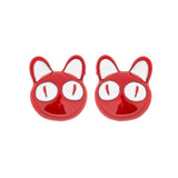 Enamel Plated Red Cat Stud Earrings with Enamel