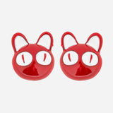 Enamel Plated Red Cat Stud Earrings with Enamel