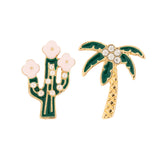 Gold Plated Coconut Tree And Cactus Stud Earrings with CZ Stone