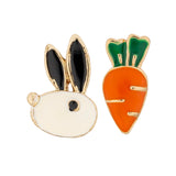 Gold Plated Rabbit And Carrot Stud Earrings