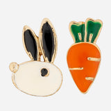 Gold Plated Rabbit And Carrot Stud Earrings