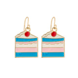 Gold Plated Blue Cake Pastry Dangle Earrings