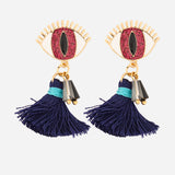 Red & Blue Evil Eye Dangle Earrings