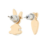 Gold Plated Mother Of Pearl Rabbit And Carrot Earrings  with Mother of Pearl and CZ Stone