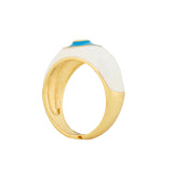 Dual Tone Gold and Silver Plated Evil Eye Design Pendant and Ring Set for Women and Girls with CZ Stone