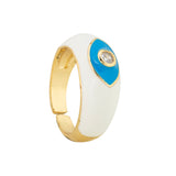 Dual Tone Gold and Silver Plated Evil Eye Design Pendant and Ring Set for Women and Girls with CZ Stone