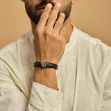 Black ek Onkar bracelet Rakhi Combo(chocolate+Rakhi+Roli-Chawal)