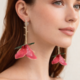Pink And White Enamel Earrings