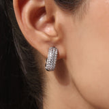 Silver Plated Anti-Tarnish White CZ Stone Hoop Earrings
