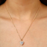 Gold Heart Pendant With Clear Crystal Necklace