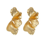 Long Abstract Floral Gold plated Earrings