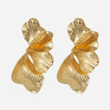 Long Abstract Floral Gold plated Earrings