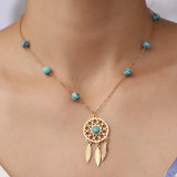 Pendant Chain with Turquoise Shell Pearl Necklace