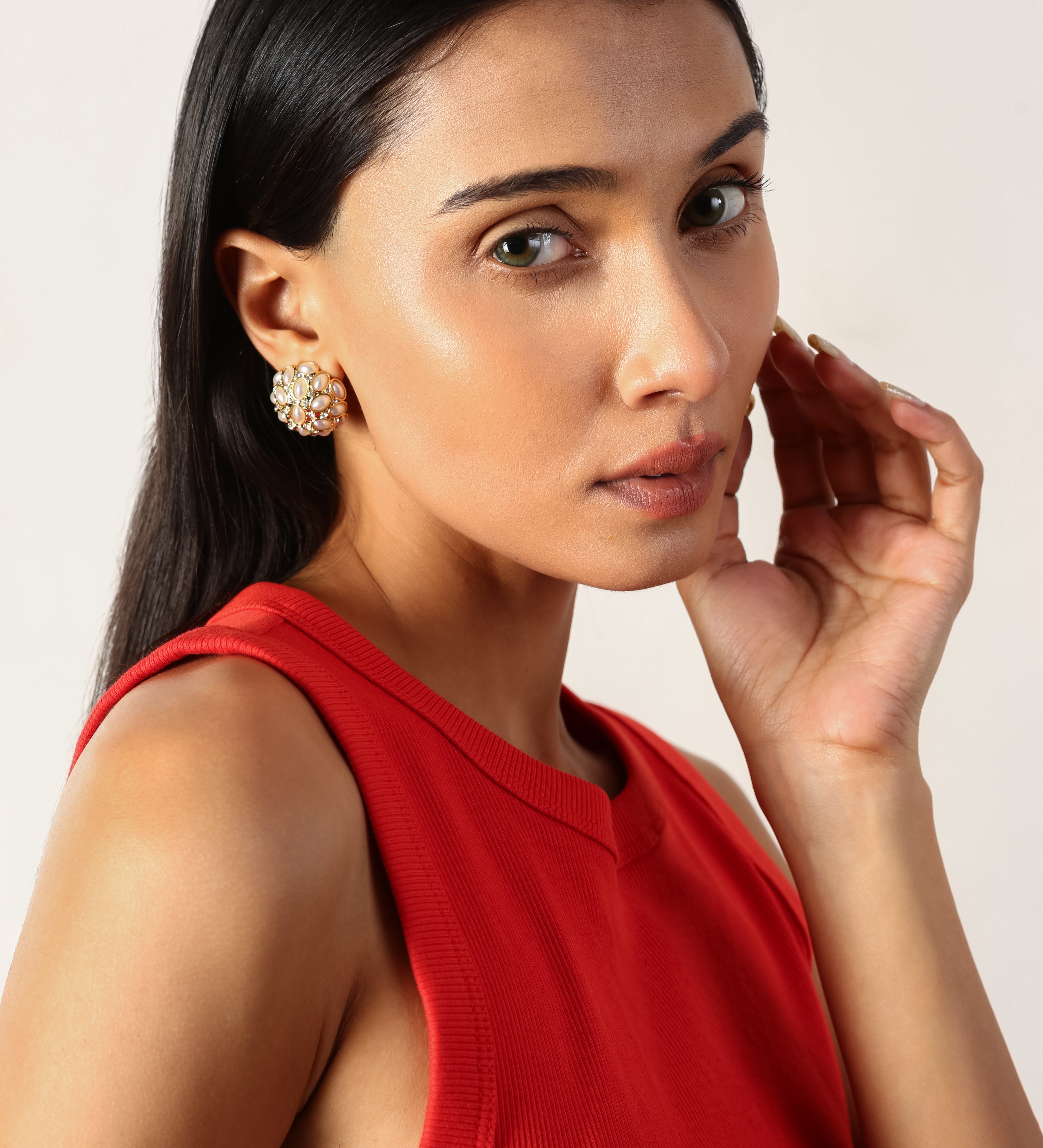 Floral Shine Studs Cz Stone